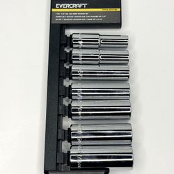 Evercraft SAE Deep Socket Set 7pc 1/2” Drive 1/2–7/8 Brand New Mechanic Set