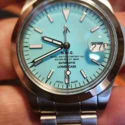 STUNNING TIFFANY COLOR NAVAL WATCH CO AUTOMATIC WATCH 