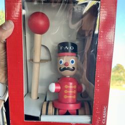 Vintage FAO Schwarz Soldier Push Toy New in Original Box Wooden Toddler Classic