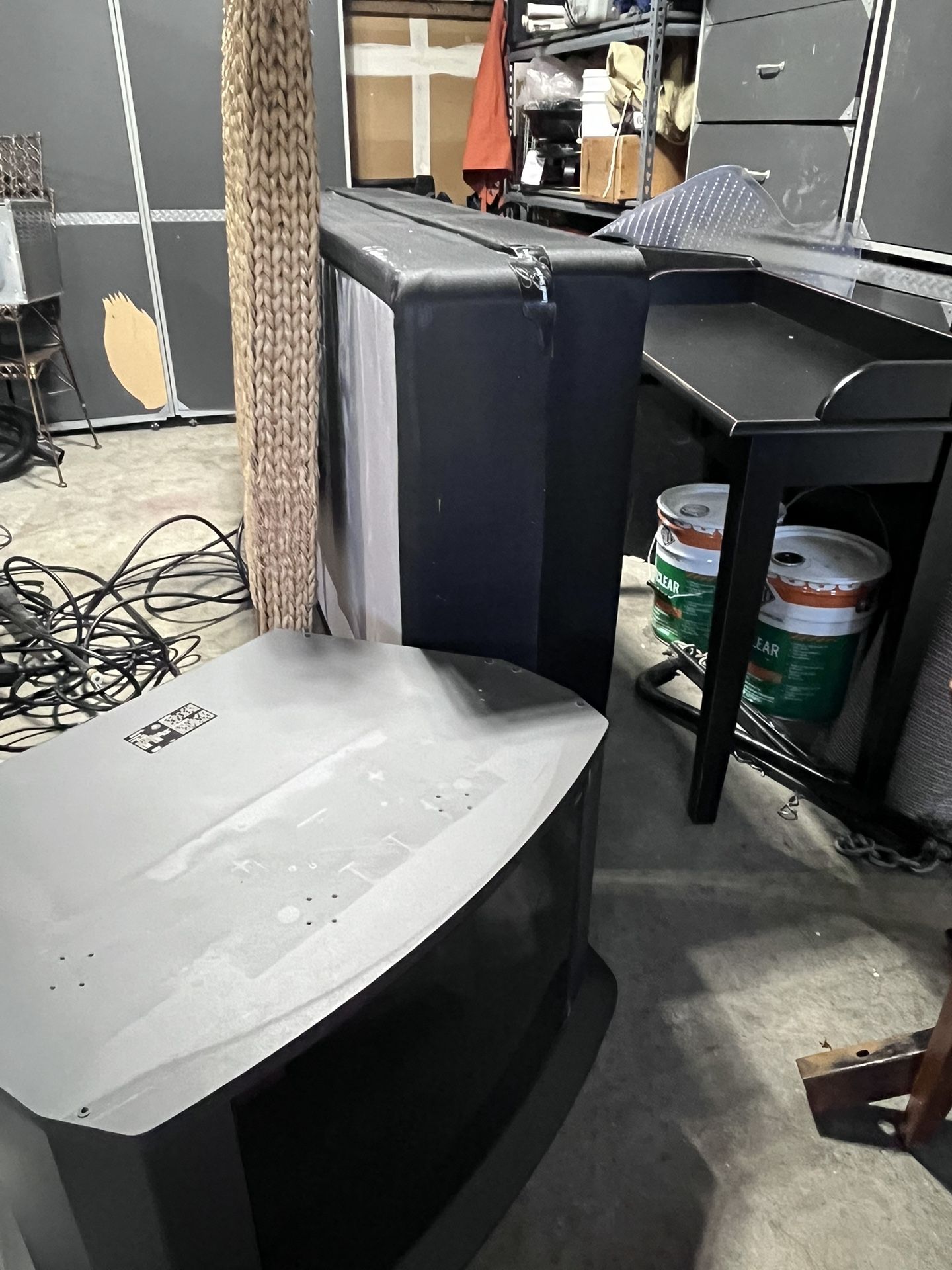 Free! TV stand, Wicker headboard. Twin or king box springs, Black table!
