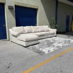 Beige Ashley Fabric Oversized L-Shaped Sectional with Chaise-FREE DELIVERY