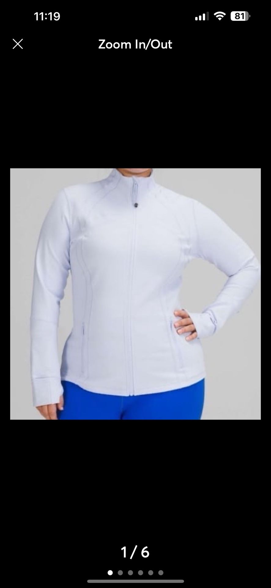 Lululemon define jacket luon pastel blue size 8