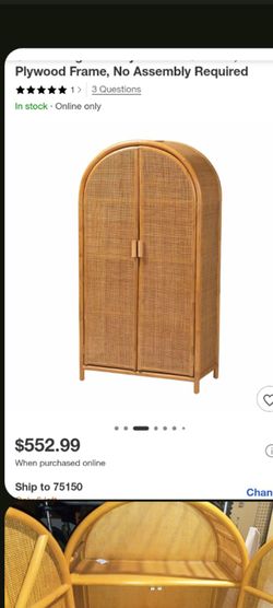 Rattan Cane Arched Wardrobe Cabinet