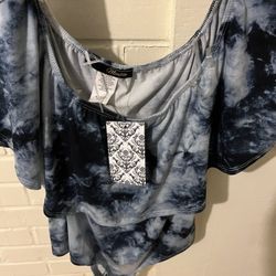 Brand New a Minctte brand Blue Tie Dye Body Suit With Tags