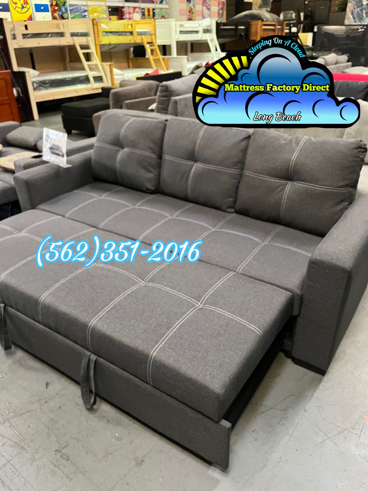 Grey Couch Sofa New Convertible Nuevo Futon