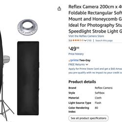 Reflex Camera 200cm X 40m Softbox With Bowens Mount
