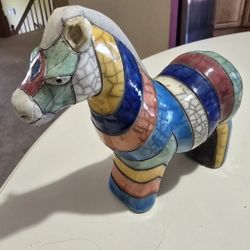 RAKU POTTERY ZEBRA VINTAGE 