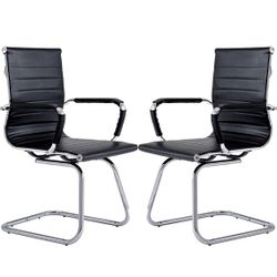 CoVibrant Modern Office Chair Without Wheels Waiting Room Chairs with Arms for Reception Desk Conference Area, Set of 2