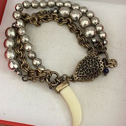 Pulsera Laminada Cadena Dormilona Dije Colmillo Joyas Antiguas 