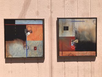 ART SALE!!!  Set of Two Paintings by ZELDA (I think)  Oil on canvass (I think)  23.5" x 23.5"