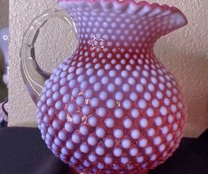 Vintage 1950 Fenton Hobnail Cranberry Pitcher Fenton Size: 8" Height