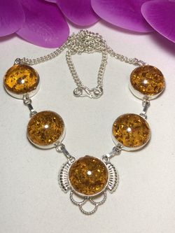 Sterling Silver.925 Baltic Amber Necklace