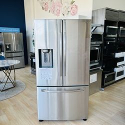 Samsung - 27 cu. ft. Large Capacity 3-Door French Door Refrigerator with External Water  AND  Ice Dispenser - Stainless steel