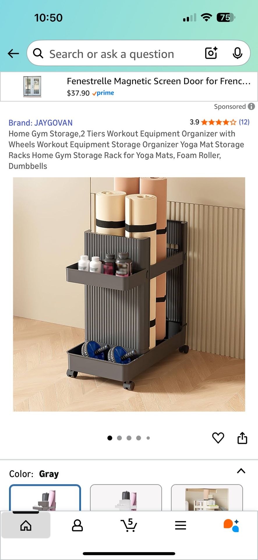 Home Gym Storage,2 Tiers Workout Equipment Organizer with Wheels Workout Equipment Storage Organizer Yoga Mat Storage Racks Home Gym Storage Rack for 