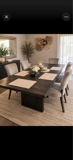 Dark Wood Dining Table with 6 Chairs