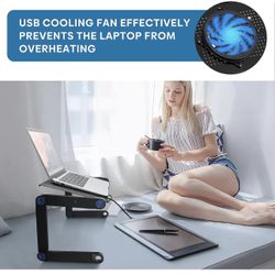 Adjustable Laptop Stand with Cooling Fan & Mouse Pad