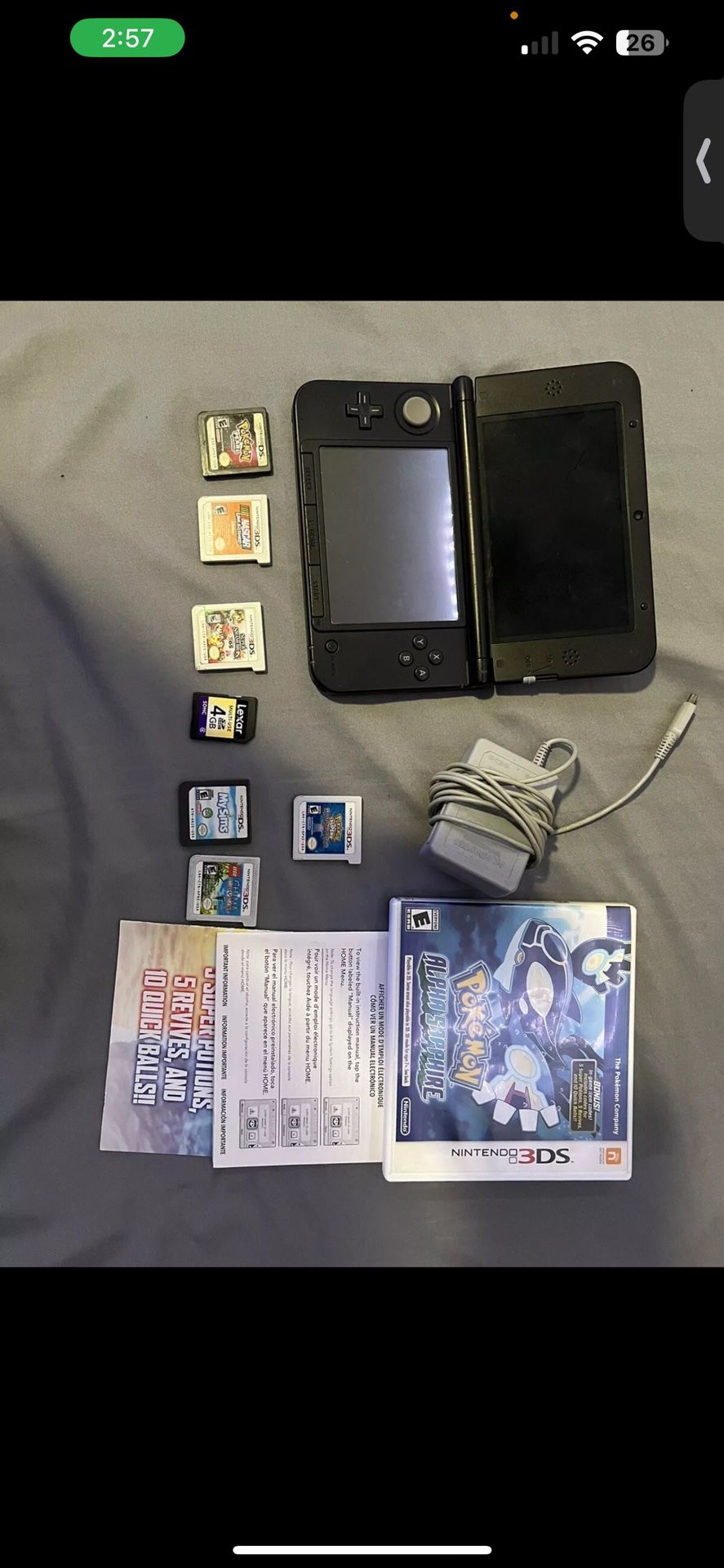 (It’s still for Sale) Nintendo 3DS XL Silver Mario Year of Luigi 30th Anniversary + 6 Games & Extra SD