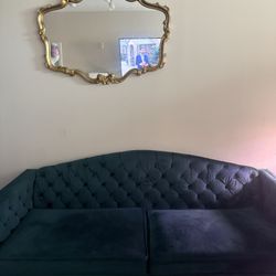 Green Velvet Camelback Sofa