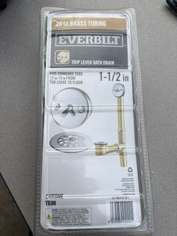 Trip Lever 1-1/2 in. 20-Gauge Brass Pipe Bath Waste and Overflow Drain in Polished Brass With Chrome Trim. New 