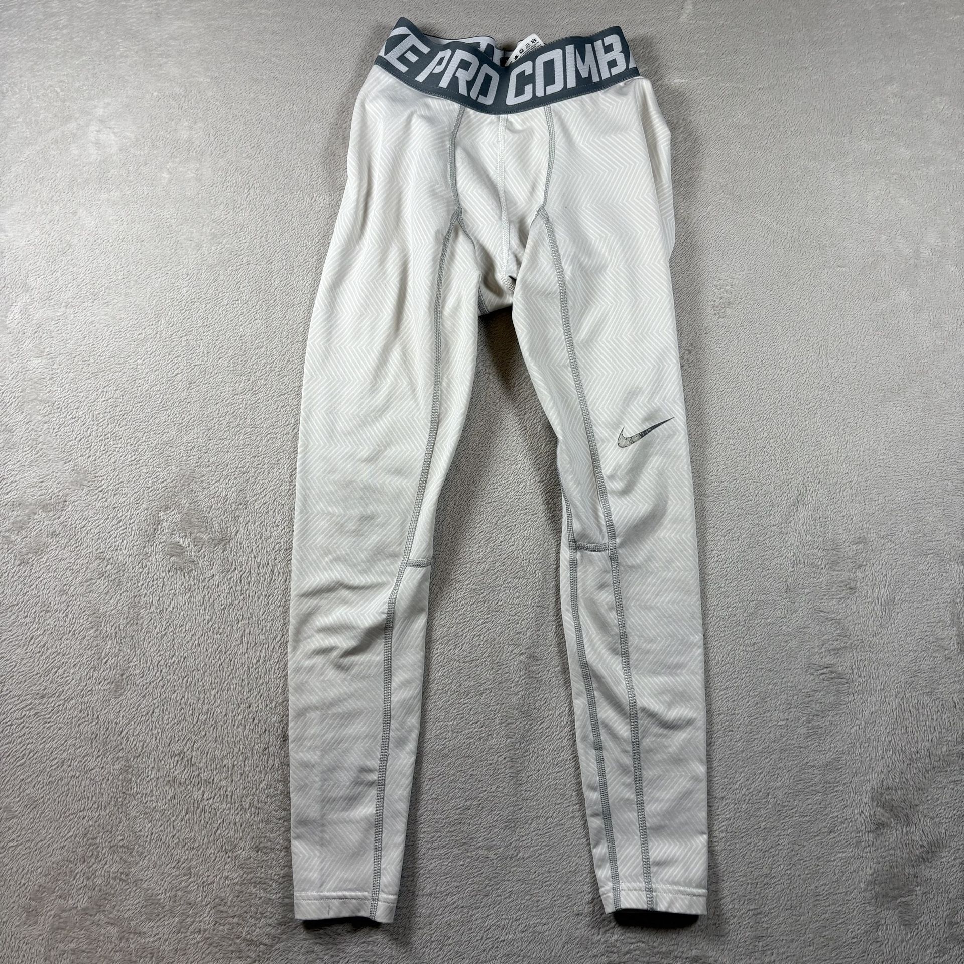 Nike Pro Tights Mens Size S White Training Stretch Gym Work Out Fitness #1703