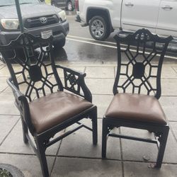 6 Vintage Chinese Chippendale Dining Chairs 