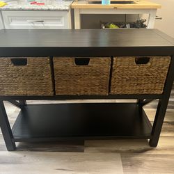 Black Storage Table With Baskets 