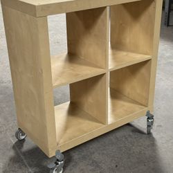 Rolling Kallax ikea style shelf - On Wheels - Light Wood Oak Color