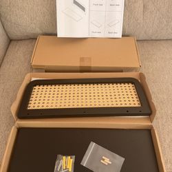 NEW Floating Shelves Set of 2 Rattan wood black bookshelves bedroom bathroom