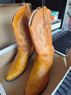 Men's boots ostrich leather size 9 and 1/2 accident conditions asking $185