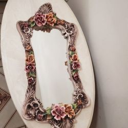 Made In Italy Capodimonte Porcelain Vanity Tray  And 2 Perfume Bottles 
