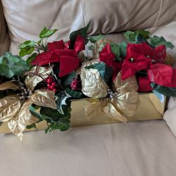 Red And Gold Poinsettia Holiday Arrangement 