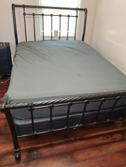 Black Metal Bed Frame with Headboard