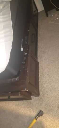 Dark Wood Storage Bed Frame with Drawers