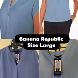 Banana Republic Ladies' Blouse V-Neck Top, Purple Size Large