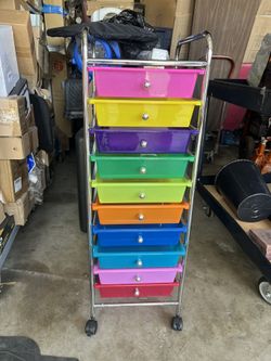 Honey-Can-Do CRT-02214 Rolling Office Organizer, 10-Drawer,Multicolored