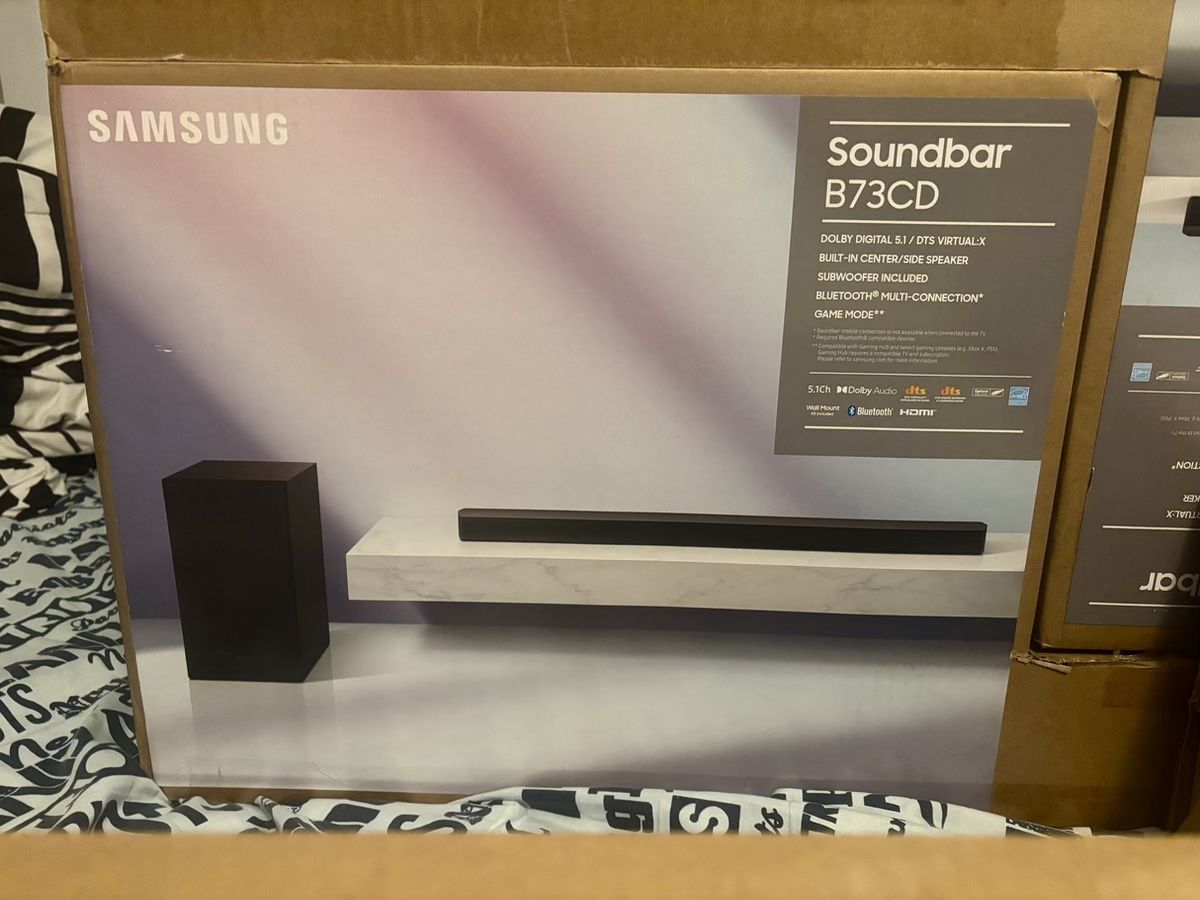 Samsung HW-B73CD 5.1ch Soundbar Home Theater System | Dolby Audio & DTS Virtual:X | Wireless Subwoofer | Adaptive Sound | Game Mode