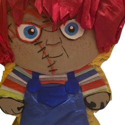 Red-Haired Killer Doll Piñata | Halloween Birthday DecorationHandmade Voodoo Doll Piñata | Spooky 80s Slasher Movie Party Prop