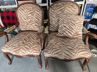 Vintage Carved Wood Accent Chairs – Set of 2 – $200