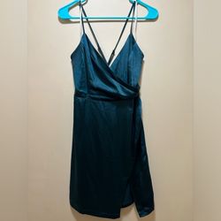 Lulus Satin Teal Cocktail Dress