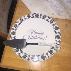 Happy Birthday Cake Holder And Cutter
