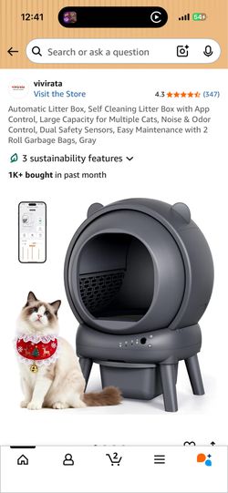 Automatic Litter Box, Self Cleaning Litter Box with App Control, Large Capacity for Multiple Cats, Noise & Odor Control, Dual Safety Sensors, Easy Mai