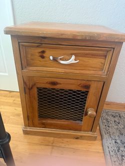 Rustic Pine stand with antler handle