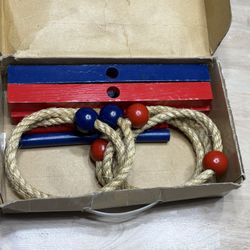 Vintage Wooden Ring Toss Game Set w/ Original Box – Lawn/Indoor Family Game
