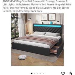 King Bed frame (Mattress & Box Springs Included)