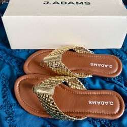 JAdams Gold Sandals, Size 38