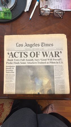 Los Angeles Times September 13 2001 Newspaper