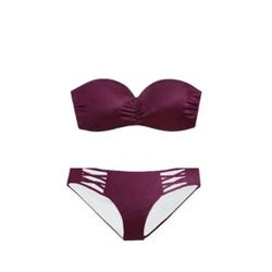 Victoria's Secret PINK Lace Up Bandeau Bikini (Black Orchid)
