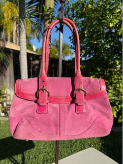 Vintage Pink Suede Coach Purse Handbag Coach 5674