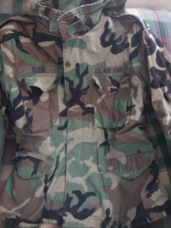 USA Air Force Camo Winter Long Jacket Mens L Large