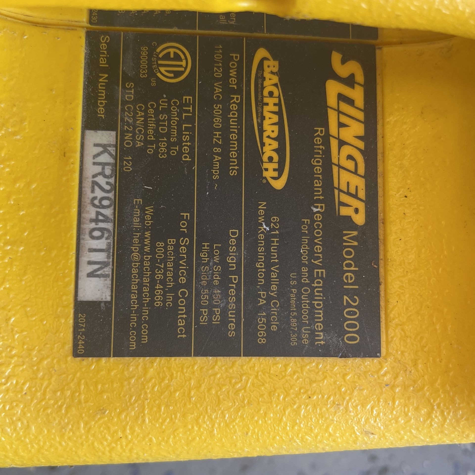 Stinger 2000 Refrigerant Recovery System for Sale in Mesa, AZ OfferUp